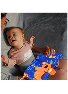 NIBEMINENT Baby Cloth Book Soft Toys Books Touch and Feel Crinkle for Babies Infants Toddler Early Development Interactive Fabric Boys Girls Jungle Tails  - Image 3