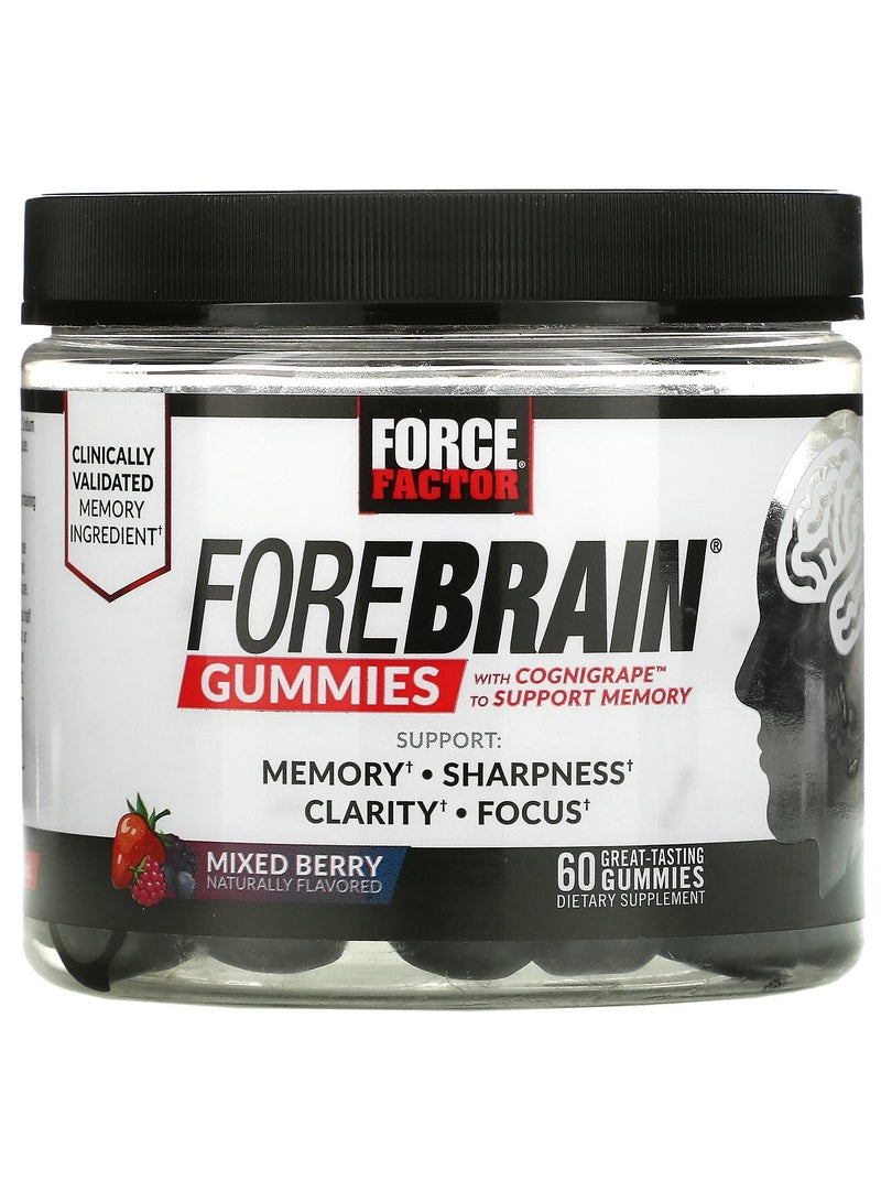 Force Factor Forebrain Gummies Memory Support Mixed Berry 60 Gummies