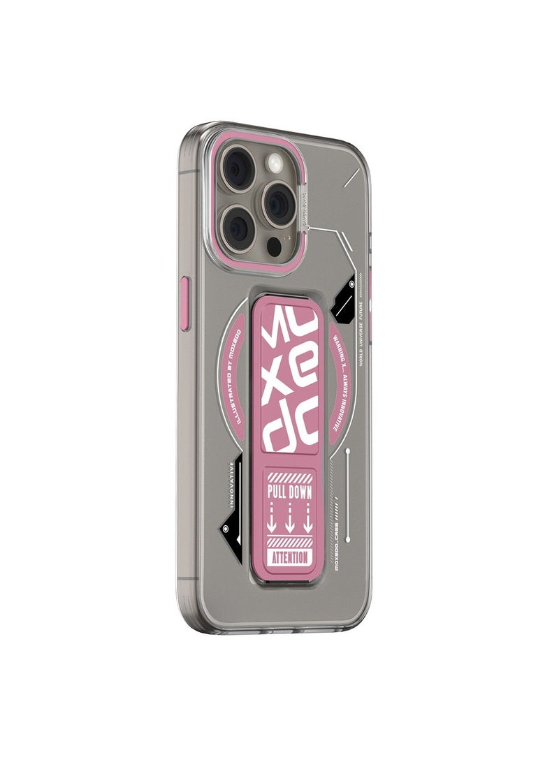 Moxedo حافظة مكسيدو المغناطيسية الواقية مقاومة للخدوش حماية من السقوط مع حامل قابل للتمديد مدمج متوافقة مع آيفون 15 برو ماكس 6.7 بوصة - وردي - Image 1