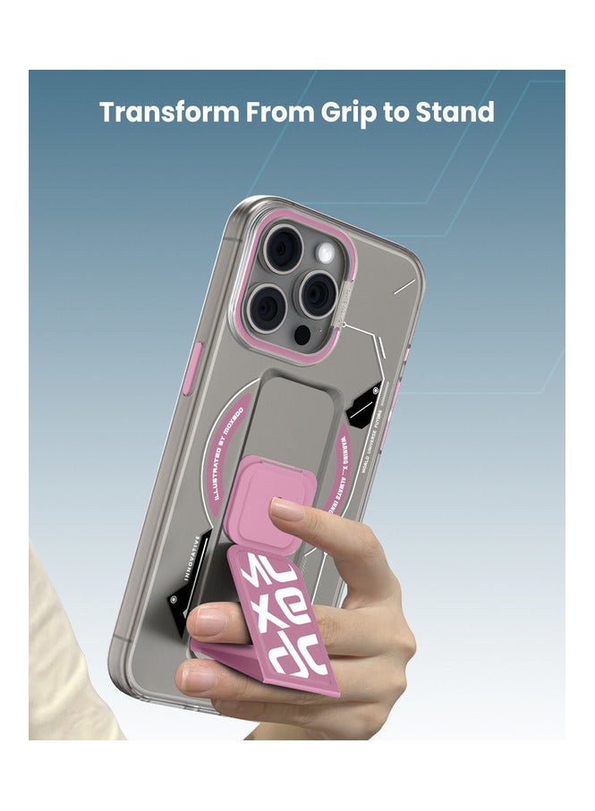Moxedo حافظة مكسيدو المغناطيسية الواقية مقاومة للخدوش حماية من السقوط مع حامل قابل للتمديد مدمج متوافقة مع آيفون 15 برو ماكس 6.7 بوصة - وردي - Image 2