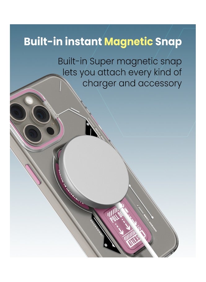 Moxedo حافظة مكسيدو المغناطيسية الواقية مقاومة للخدوش حماية من السقوط مع حامل قابل للتمديد مدمج متوافقة مع آيفون 15 برو ماكس 6.7 بوصة - وردي - Image 4