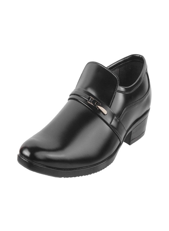 Mochi Men's Black Leather Glossy Slip-on Metal Detail Stylish Moccasin UK/9 EU/43 (19-6388) - Image 1