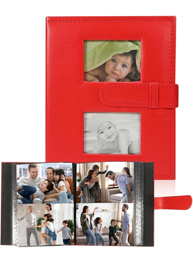 Photo Album 4x6 200 Pockets Photo, Extra Large Capacity Leather Photo Album, Slip-in Picture Albums with 2 Front Window for Family, Wedding, Birthday