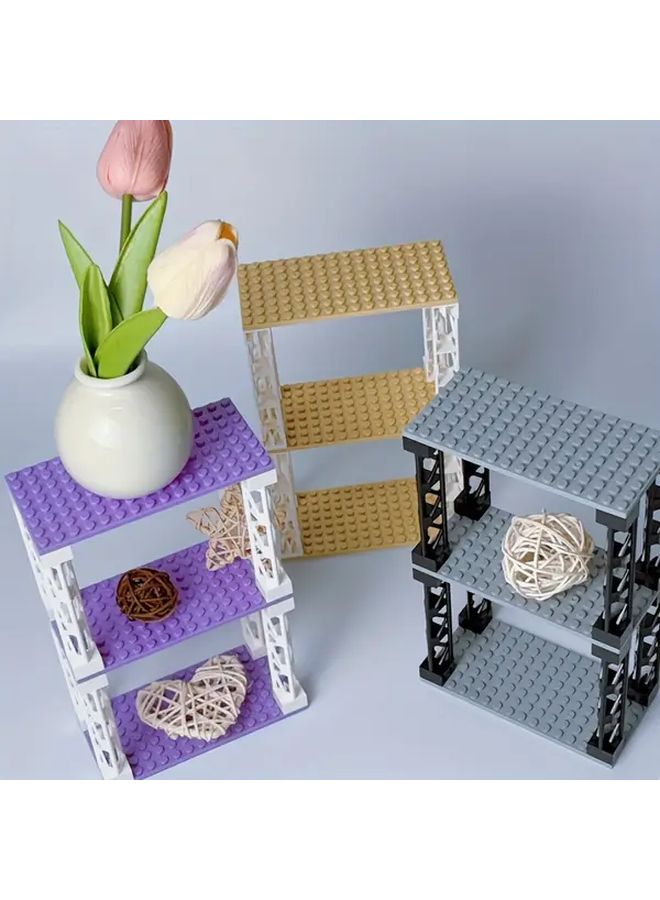 Purple Building Tower Model with Base Plates and Columns for DIY Decoration Gift - Image 1