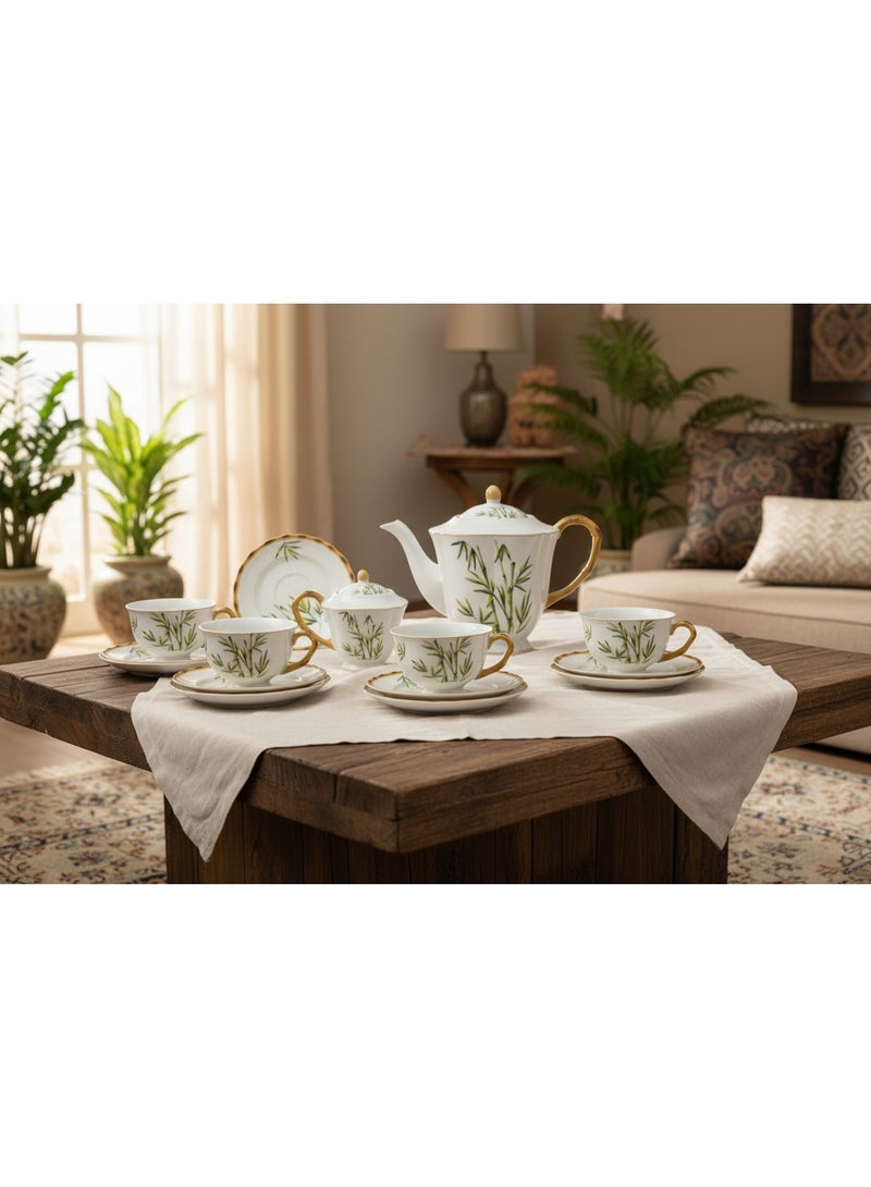 AKDC Angela Ceramic 15 piece Tea & Coffee Set | Teapot, Cups & Saucers - Image 3