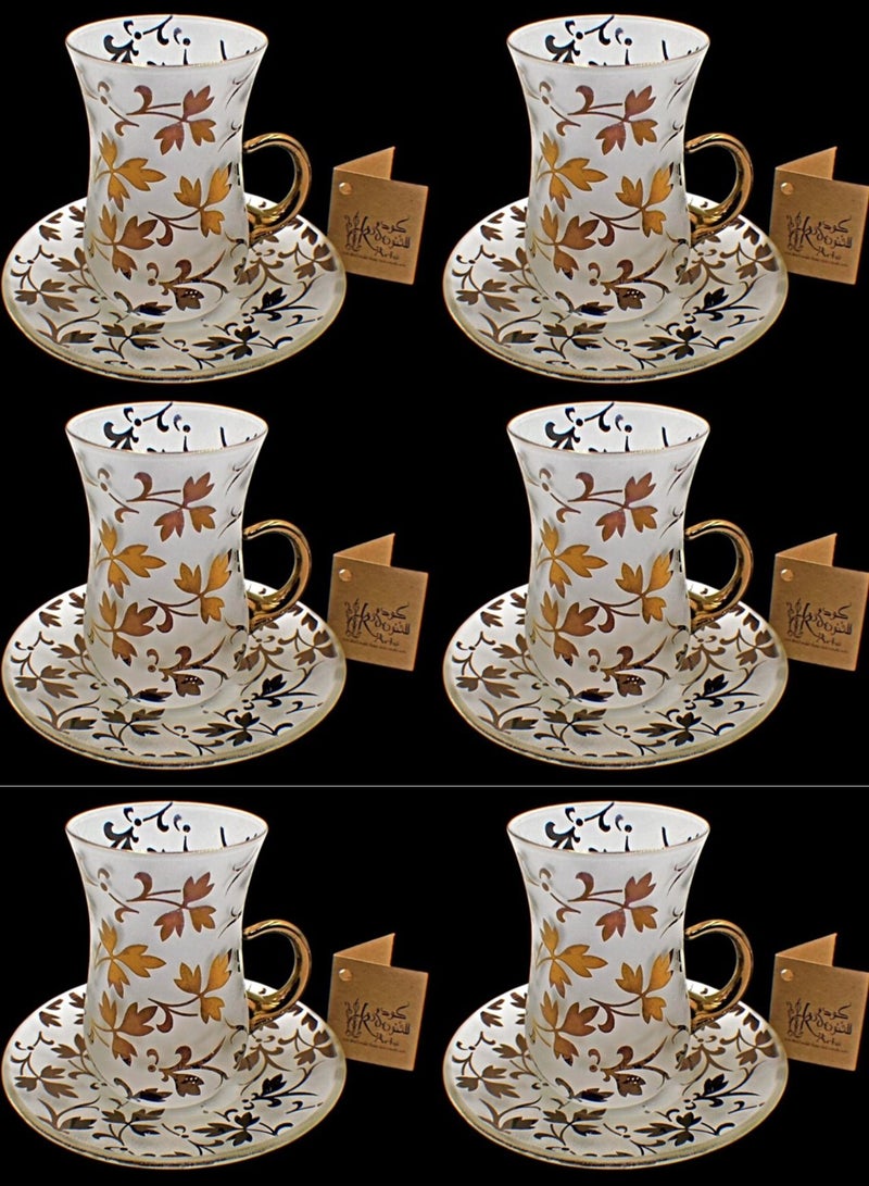 KuduArts Tea cups with saucer glass set 6 pieces - Image 1