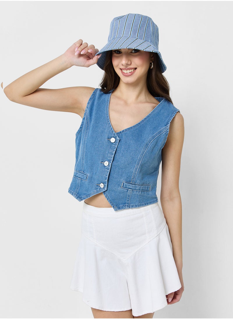 Ginger Denim Button Down Vest  - Image 1