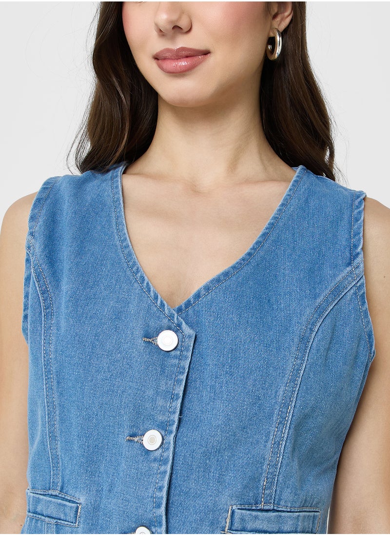 Ginger Denim Button Down Vest  - Image 3