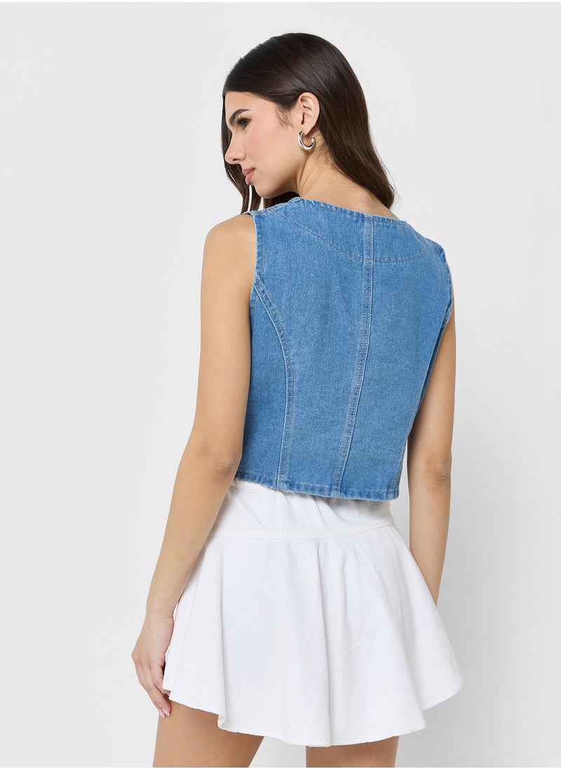 Ginger Denim Button Down Vest  - Image 2
