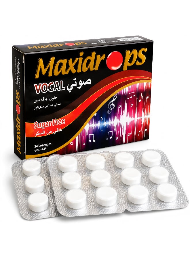 Maxidrops Vocal Sugar-Free Lozenges with Myrrh Extract, Licorice Extract, Menthol, Vitamin C, Peppermint Oil & Violet Oil – 24 Lozenges - Image 1