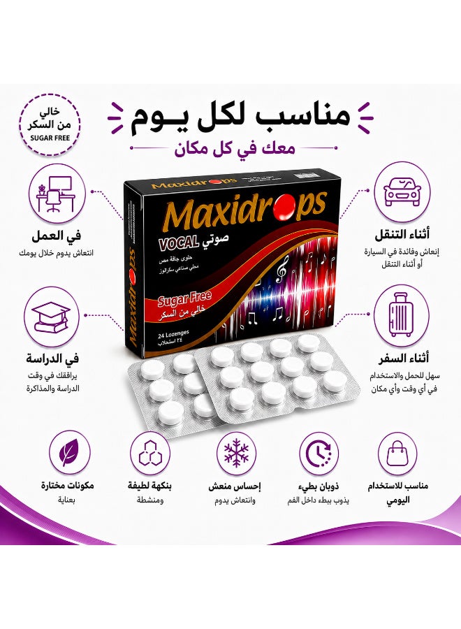 Maxidrops Vocal Sugar-Free Lozenges with Myrrh Extract, Licorice Extract, Menthol, Vitamin C, Peppermint Oil & Violet Oil – 24 Lozenges - Image 5