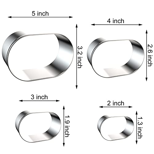 QAAQS Pill Capsule Long Oval Cookie Cutters - 5 Inch, 4 Inch, 3 Inch, 2 Inch - Geometric Frame Plaque Cookie Cutter Set Fondant Biscuit Molds - Stainless Steel - Image 2
