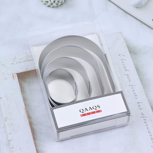QAAQS Pill Capsule Long Oval Cookie Cutters - 5 Inch, 4 Inch, 3 Inch, 2 Inch - Geometric Frame Plaque Cookie Cutter Set Fondant Biscuit Molds - Stainless Steel - Image 5