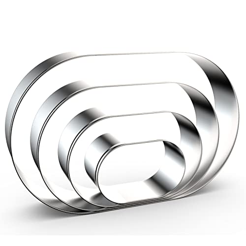 QAAQS Pill Capsule Long Oval Cookie Cutters - 5 Inch, 4 Inch, 3 Inch, 2 Inch - Geometric Frame Plaque Cookie Cutter Set Fondant Biscuit Molds - Stainless Steel - Image 1