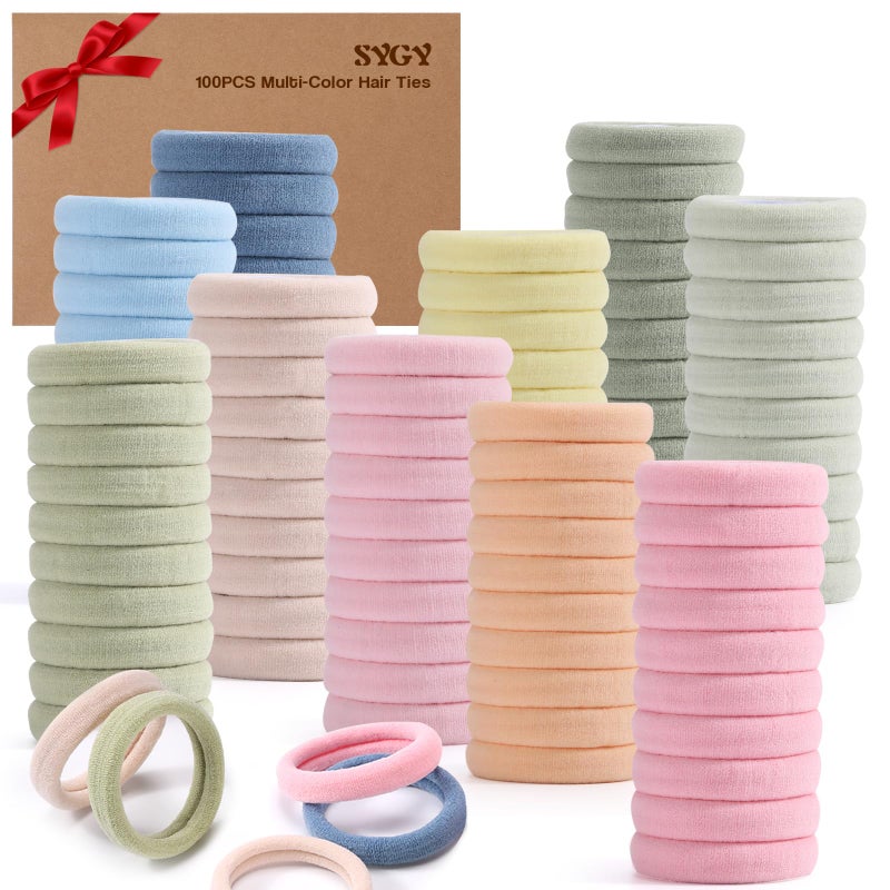 100PCS Elastic Hair Accessories  Seamless Cotton Hair Bands Soft Ponytail Holders for ThickThin Hair No Damage Morandi Color Elastics for Women and Girls