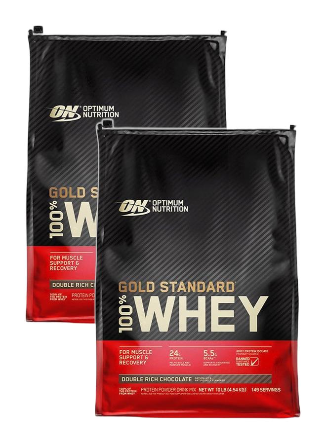 Optimum Nutrition عرض حزمة حصرية - على 100% واي جولد ستاندرد شوكولاتة غنية مزدوجة 10 رطل - Image 1
