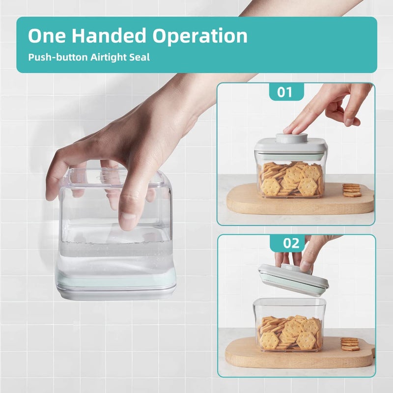 Ankou Airtight Container Set - (380ml 4 Pcs) Stackable One Button Openning Food Containers for Snacks Candy Salt Herbs Spices BPA-Free Tranparent (0.32 QT * 4) - Image 3