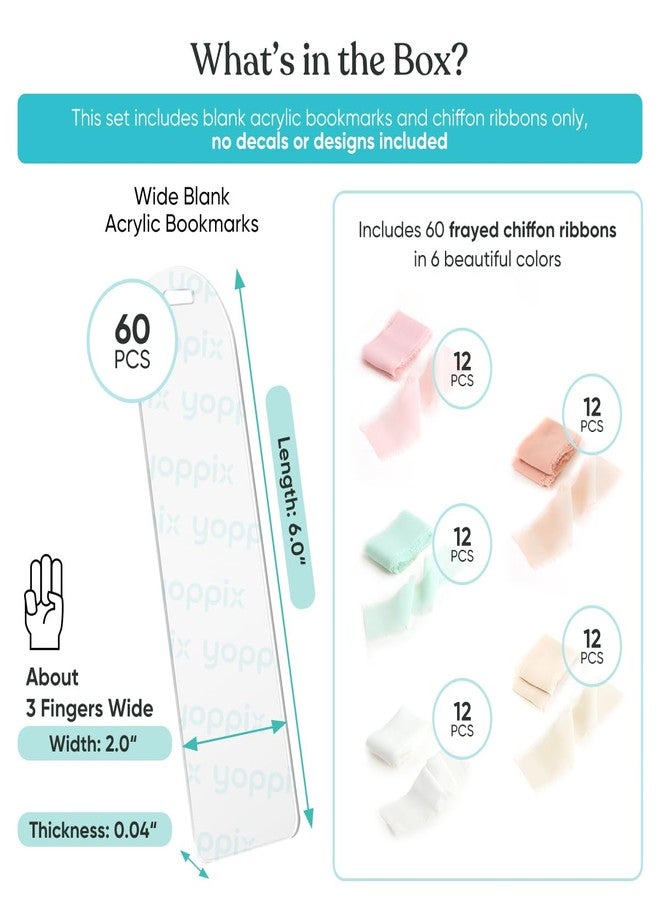 YOPPIX 30 Pieces Acrylic Bookmark Blanks- 6x2” Acrylic Bookmark Kit with 30 Pcs Ribbon for Reading Lovers DIY Crafts Hanging Tag Gift Tag Price Tags, Graduation Back to School Presents - Image 2