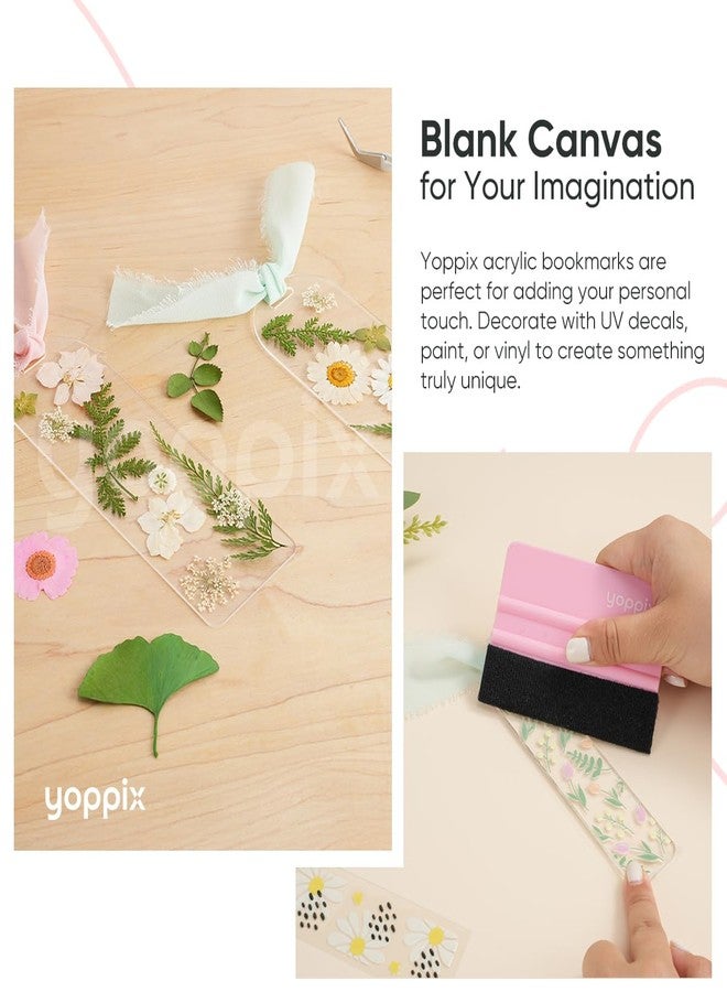 YOPPIX 30 Pieces Acrylic Bookmark Blanks- 6x2” Acrylic Bookmark Kit with 30 Pcs Ribbon for Reading Lovers DIY Crafts Hanging Tag Gift Tag Price Tags, Graduation Back to School Presents - Image 3