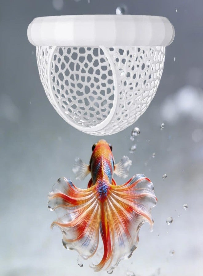 Laoha 2 PCS Floating Betta Hammock & Shrimp Shelter - 3D Printed Aquarium Decor with Feeding Ring, Safe Resting Spot for Betta Fish, Shrimp and Small Fish(2, White) - Image 3