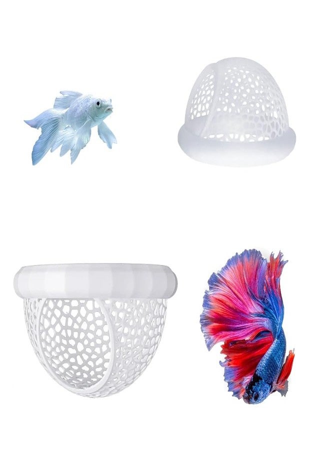 Laoha 2 PCS Floating Betta Hammock & Shrimp Shelter - 3D Printed Aquarium Decor with Feeding Ring, Safe Resting Spot for Betta Fish, Shrimp and Small Fish(2, White) - Image 1