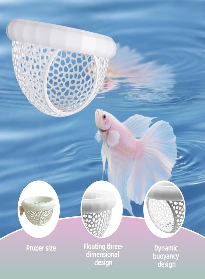 Laoha 2 PCS Floating Betta Hammock & Shrimp Shelter - 3D Printed Aquarium Decor with Feeding Ring, Safe Resting Spot for Betta Fish, Shrimp and Small Fish(2, White) - Image 4