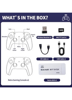 LIXES 4K Wireless Retro Game Console, Retro Game Stick with 20+ Emulators Built-in, 20,000+ Games, 4K HDMI Output and 2.4GHz Wireless Controller, Retro Game Emulators,  - Image 4