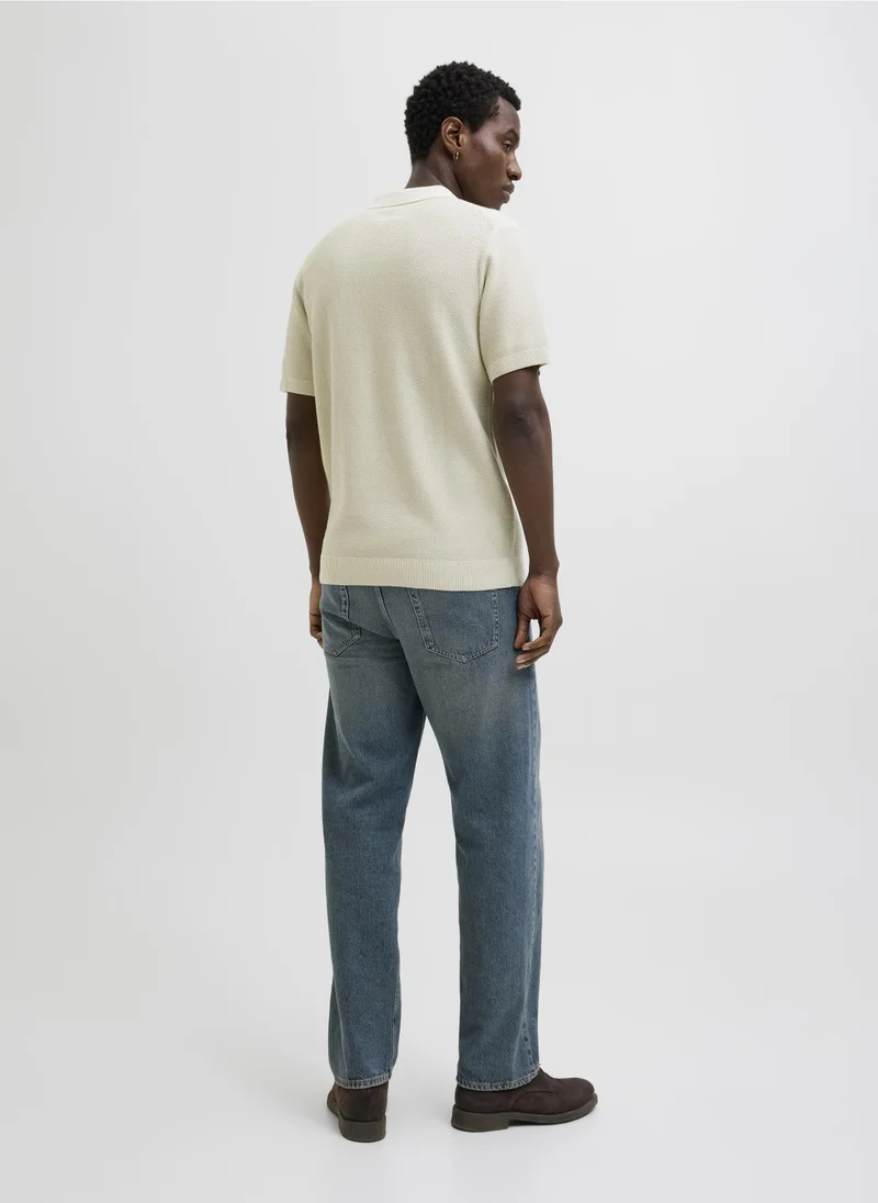 جاك اند جونز JPRCCEASTON KNIT SPLIT NECK SS SN