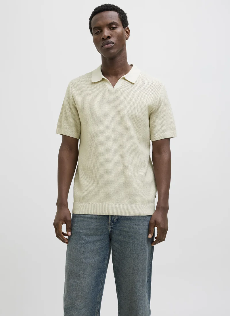 جاك اند جونز JPRCCEASTON KNIT SPLIT NECK SS SN