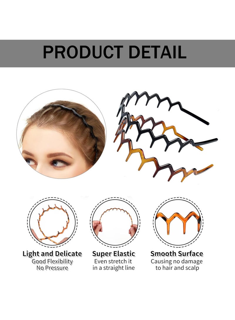 CMGTYYD 2 PCS zig zag headband, Women'S Adjustable Tooth hairbands,Fashionable Ladies Teeth hairpin, Plastic Sharks Tooth Hair Comb Hard hair band for Women Men Girls (Black, Amber) - Image 3