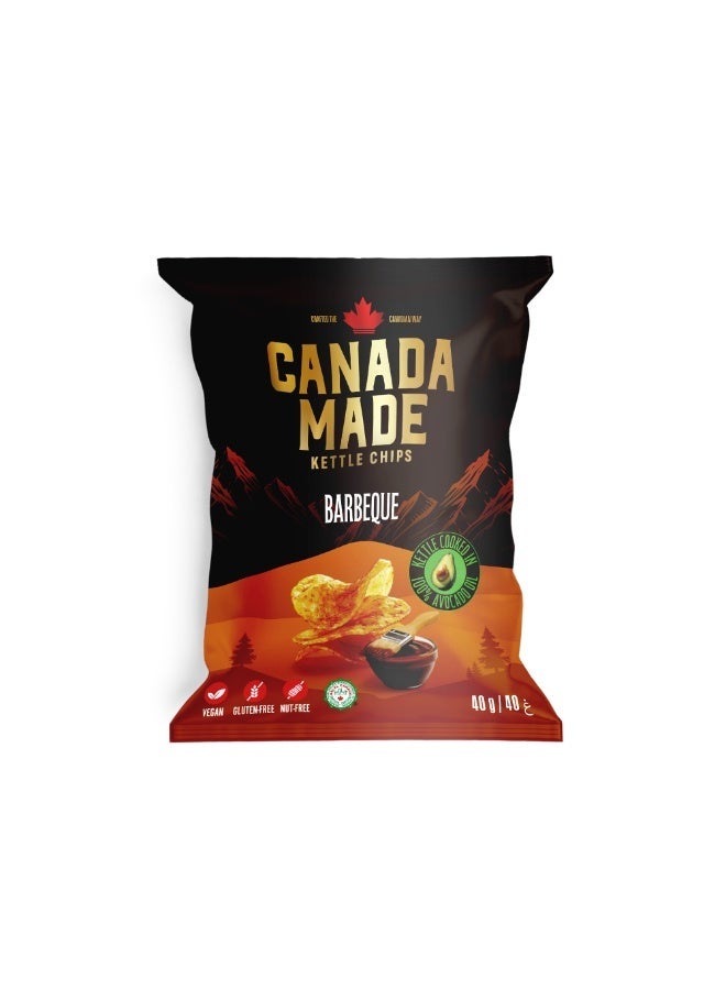 Canada Made Healthy Snacks - 100% Avocado Oil Kettle Cooked Potato Chips - BBQ Flavor, Vegan, Gluten Free, Nut Free Healthy Chips - Made in Canada Snacks - 40g Bag - Image 1
