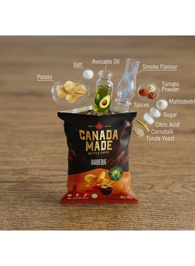 Canada Made Healthy Snacks - 100% Avocado Oil Kettle Cooked Potato Chips - BBQ Flavor, Vegan, Gluten Free, Nut Free Healthy Chips - Made in Canada Snacks - 40g Bag - Image 2