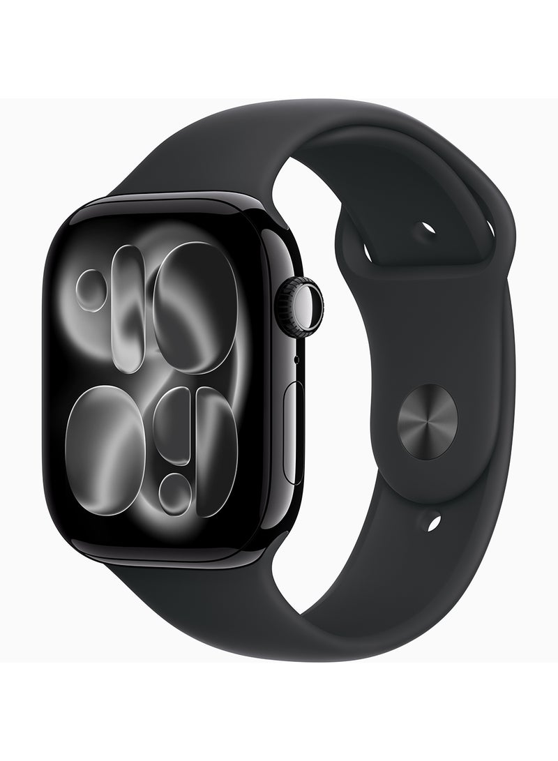 Apple Watch Series 11 GPS 46mm (Middle East Version) Jet Black Aluminium Case With Black Sport Band - M/L - Image 1