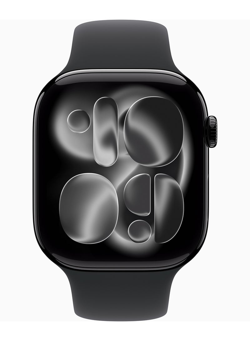 Apple Watch Series 11 GPS 46mm (Middle East Version) Jet Black Aluminium Case With Black Sport Band - M/L - Image 2
