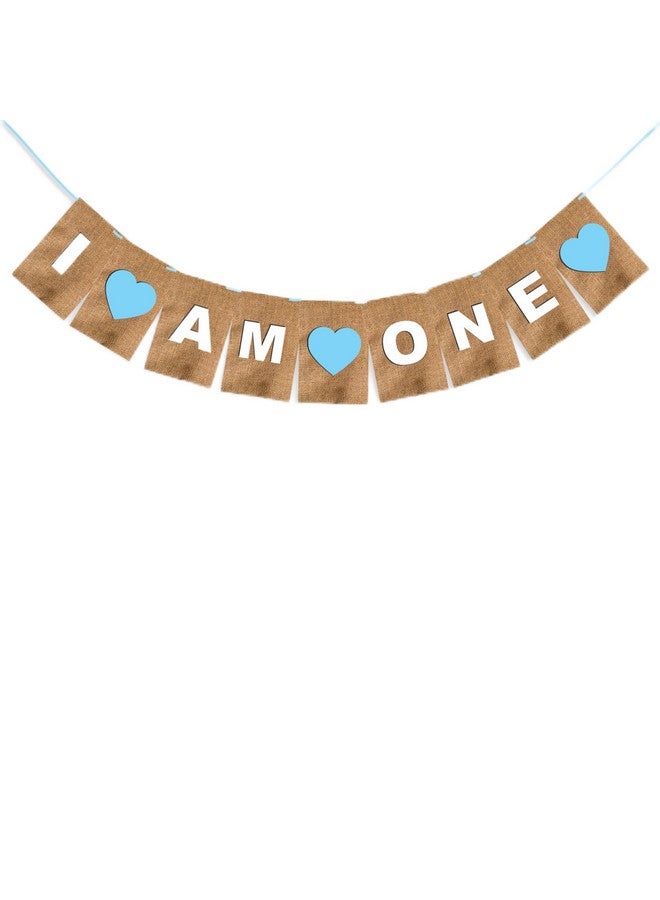 Wobbox First Birthday Party Banner I am One Party Decoration, Blue - Image 1