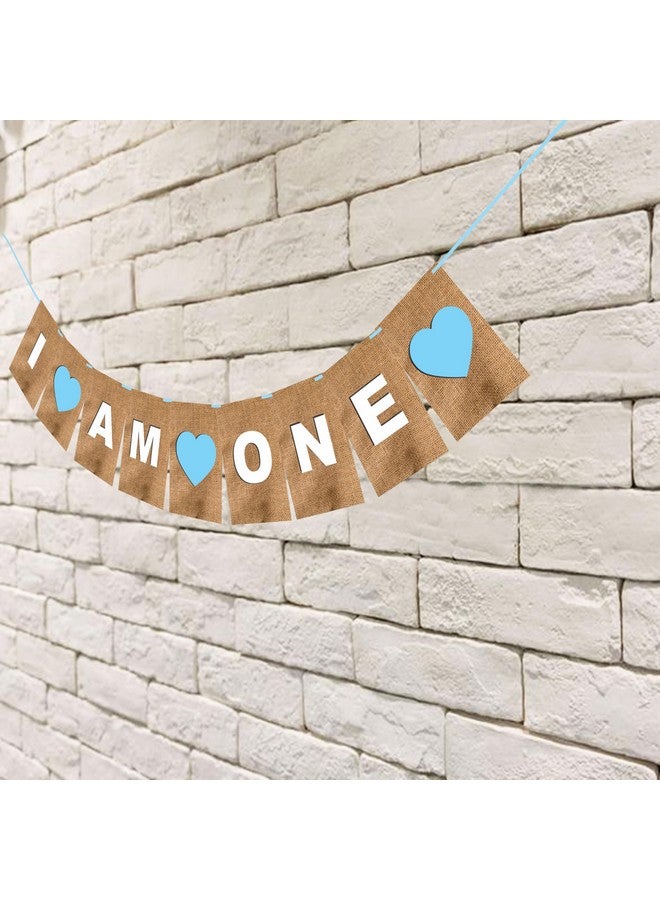 Wobbox First Birthday Party Banner I am One Party Decoration, Blue - Image 4