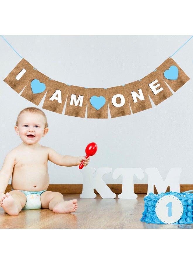 Wobbox First Birthday Party Banner I am One Party Decoration, Blue - Image 5
