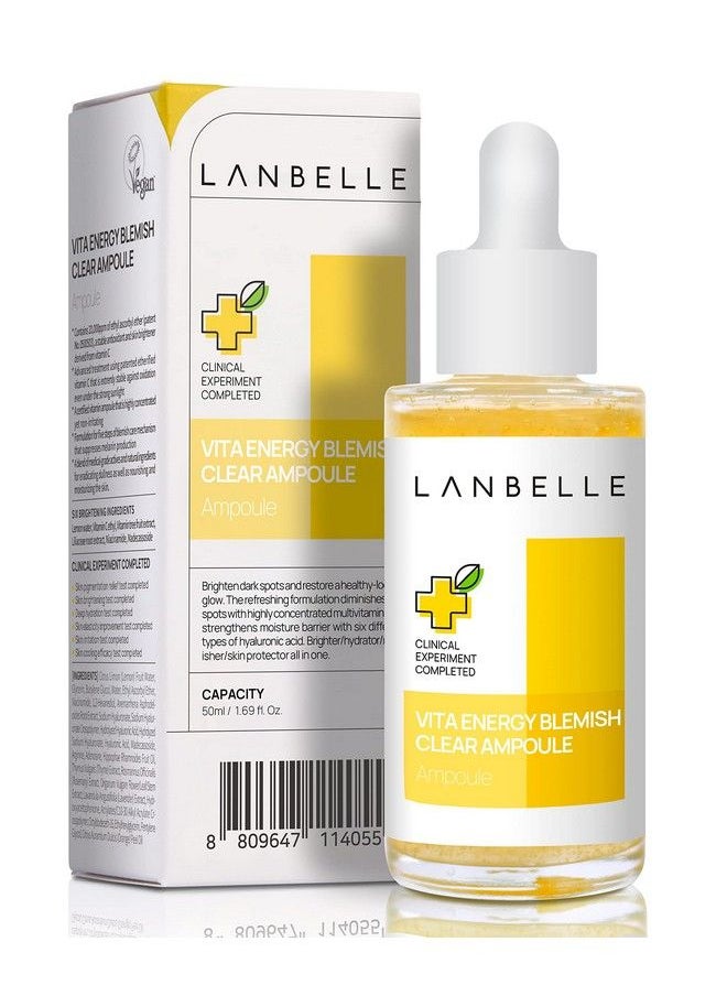 Lanbelle Vita Energy Blemish Clear Ampoule 83% Vitamin C Serum Vegan 169 Fl Oz Lemon Water Niacinamide Volufiline Radiant Glowing Skin Hyperpigmentation Skinbarrier No Stickiness Irritation  - Image 1