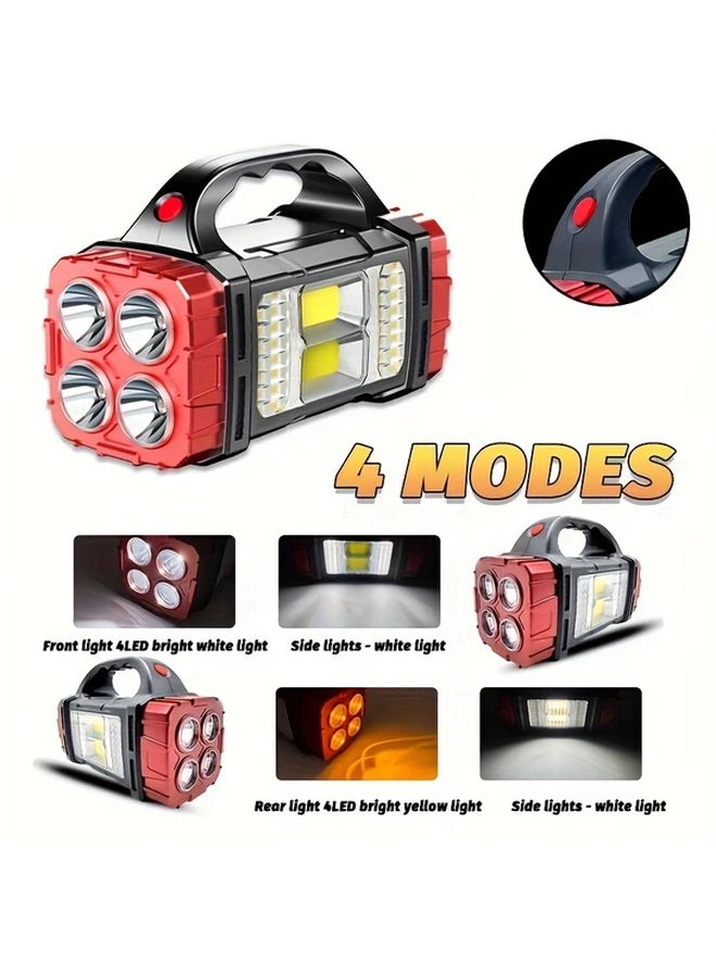 Golden Solar Flashlight Portable LED Lantern with Side Lights 6 Modes USB Solar Powered - Image 4