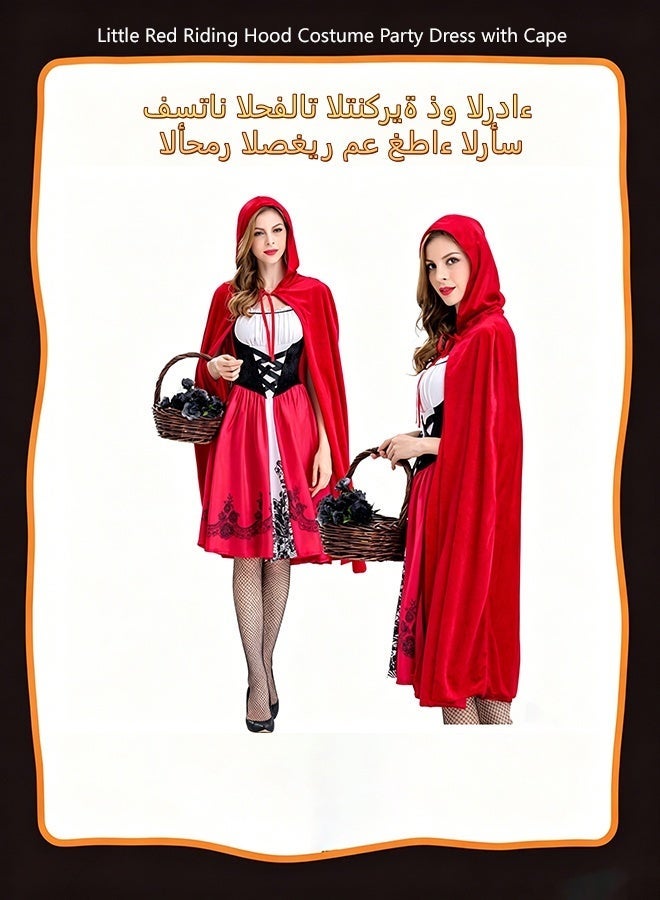 نساء صغيرة الحمراء ركوب الغطاء زي عيد الميلاد هالوين حفلة فستان مع كيب - Image 1