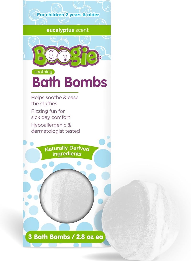 Boogie Kids Bath Bombs Calming Naturally Derived Made with Aloe and Calming Vapors Eucalyptus 3 Bath Bombs 28 oz Pack of 1