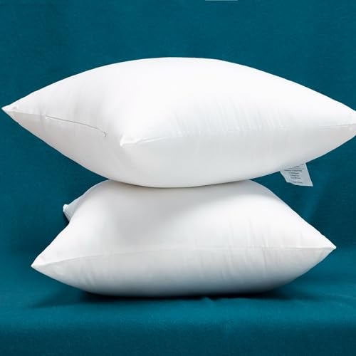 Warmwithann Set of 2 100% Cotton Fabric Plump Throw Pillow Inserts, Down Alternative Decorative Couch Pillow Inserts, 20 X 20 Inches - Image 1
