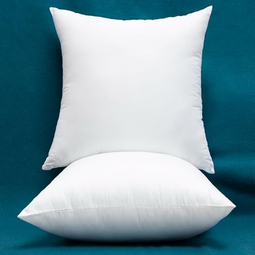 Warmwithann Set of 2 100% Cotton Fabric Plump Throw Pillow Inserts, Down Alternative Decorative Couch Pillow Inserts, 20 X 20 Inches - Image 3