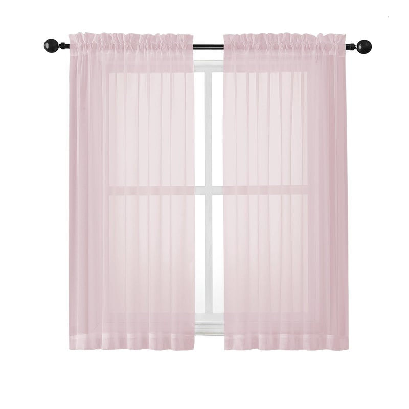 OWENIE Sheer Curtains 54 Inch Length 2 Panels Set  Blush Sheer Curtain for Living Room  Soft Airy Window Treatments for Bedroom  Fimly Voile Sheer Curtains & Drapes  2 Pcs 84 Width 54 Long - Image 1