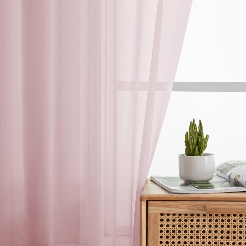 OWENIE Sheer Curtains 54 Inch Length 2 Panels Set  Blush Sheer Curtain for Living Room  Soft Airy Window Treatments for Bedroom  Fimly Voile Sheer Curtains & Drapes  2 Pcs 84 Width 54 Long - Image 2