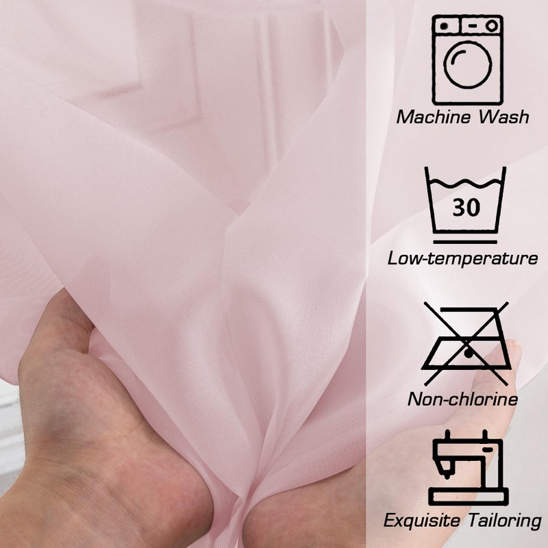 OWENIE Sheer Curtains 54 Inch Length 2 Panels Set  Blush Sheer Curtain for Living Room  Soft Airy Window Treatments for Bedroom  Fimly Voile Sheer Curtains & Drapes  2 Pcs 84 Width 54 Long - Image 3