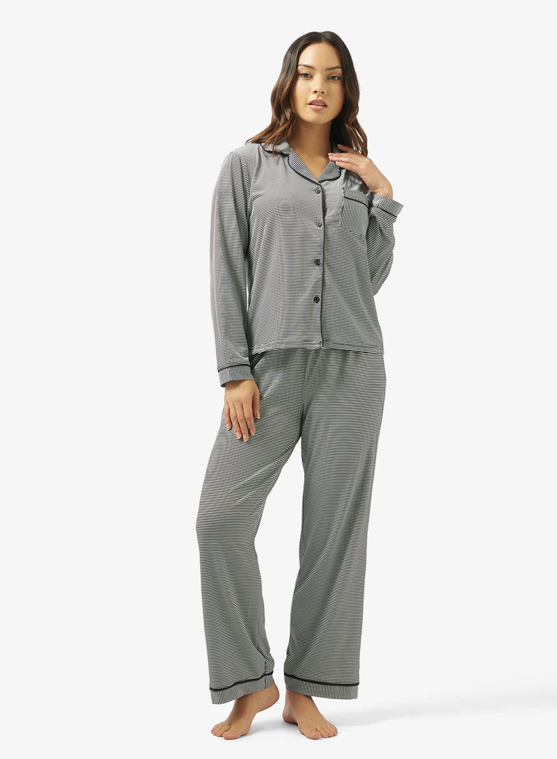 Ginger Gingham Button Down Shirt & Pyjama Set - Image 1