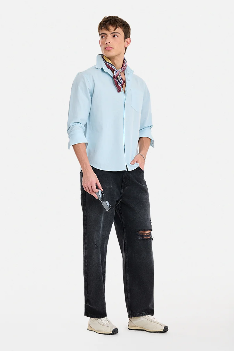 سنيتش Charcoal Grey Solid Loose Fit Jeans