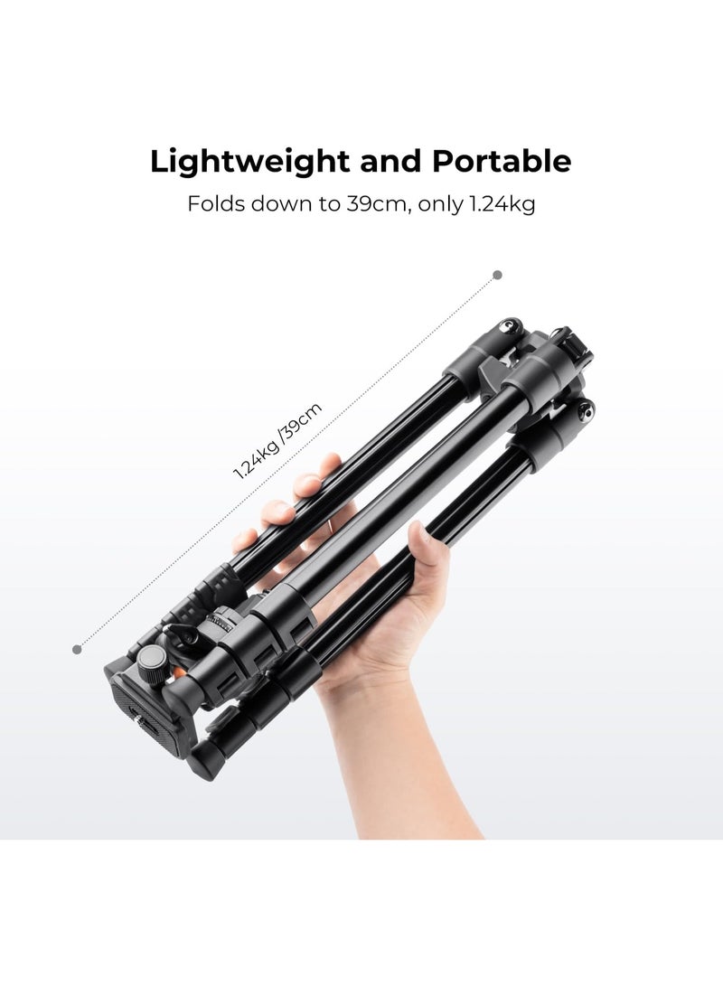 K&F Concept حامل كاميرا بارتفاع 64 بوصة/163 سم، خفيف الوزن من الألمنيوم، حاملات سفر خارجية مع رأس كروي بزاوية 360 درجة، سعة تحميل 8 كجم/17.6 رطل، لوحة إطلاق سريعة، لكاميرات DSLR - Image 2