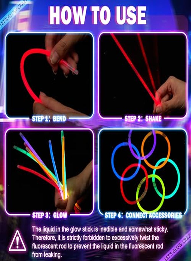 Lewtemi 8 Inch Glow in the Dark Bracelets Party Supplies Neon Party Favors Glow Stick 6 Colors Mixed Light up Toys Glow Stick Bracelets for Luminous Party(100 Pcs) - Image 1